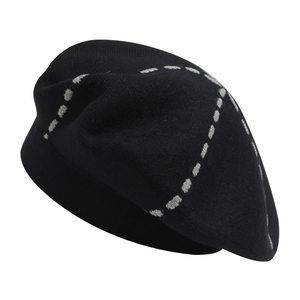 Womens Reversible Cashmere Beret Hat Double Layers French Beret, Black🐥